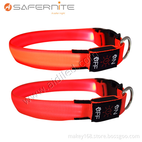 Nylon Webbing Glowing Light Up Led Dog Collar